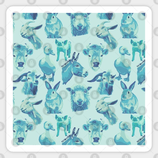 Turquoise Animals All Over Print Sticker by Slightly Unhinged